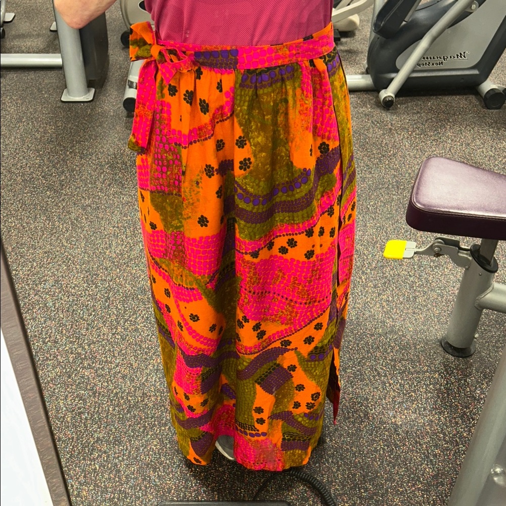 RARE! ALICE OF CALIFORNIA sz S MOD Patterned VINTAGE 1970s maxi hostess skirt